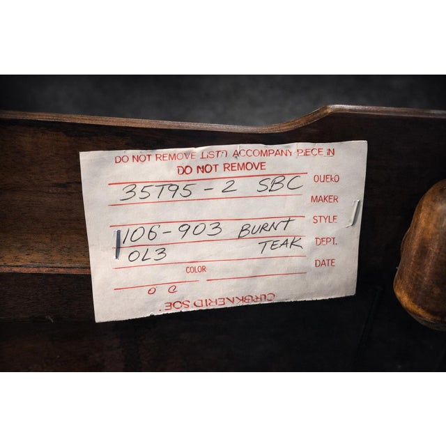 Vintage Burnt Teak Glass Top Accent Table With Cane Shelf – Square Traditional Side Table For Sale In Los Angeles - Image 6 of 7