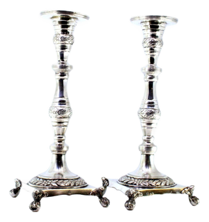 Silver Candlesticks with Turned Stems, Set of 2