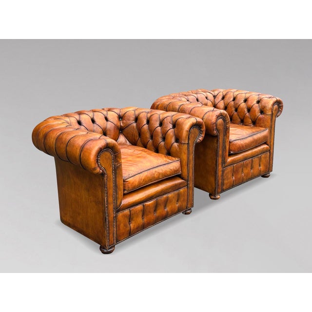 Antique Chesterfield Club Chairs in Leather, 1890, Set of 2 For Sale - Image 6 of 14