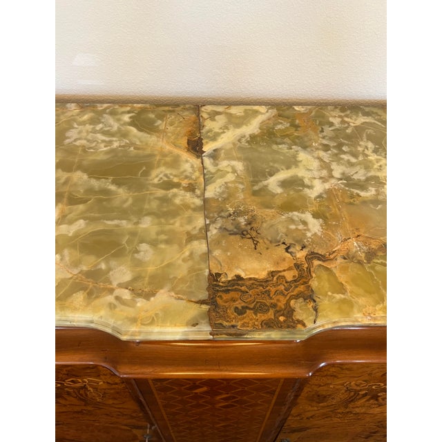Mid 20th Century Italian-Made French Art Deco Walnut Burl & Mahogany Sideboard With Green Onyx Top For Sale - Image 9 of 12