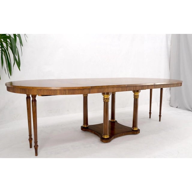 Baker large Round Single Pedestal Base Three Extension Boards Dining Table For Sale - Image 10 of 13