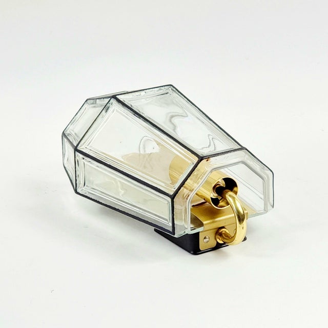 Mid-Century Modern Glass and Brass Wall Lamps from Limburg, Germany, 1960s, Set of 4 For Sale - Image 6 of 9