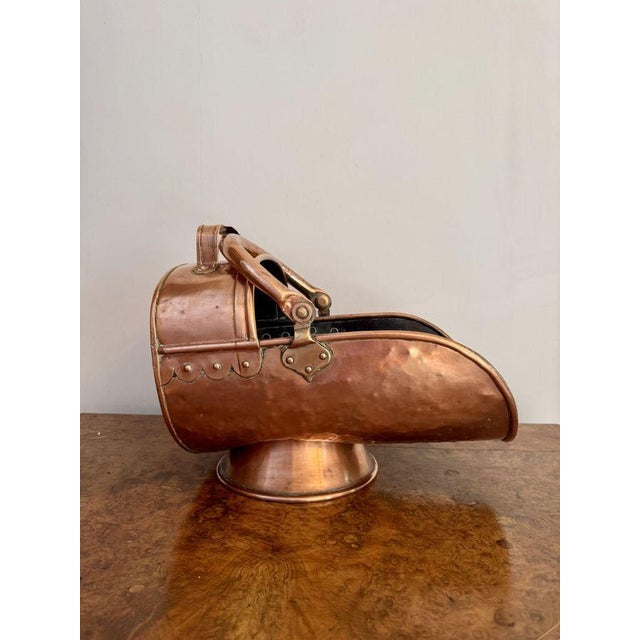 Metal Antique Victorian Copper Coal Scuttle, 1860 For Sale - Image 7 of 7