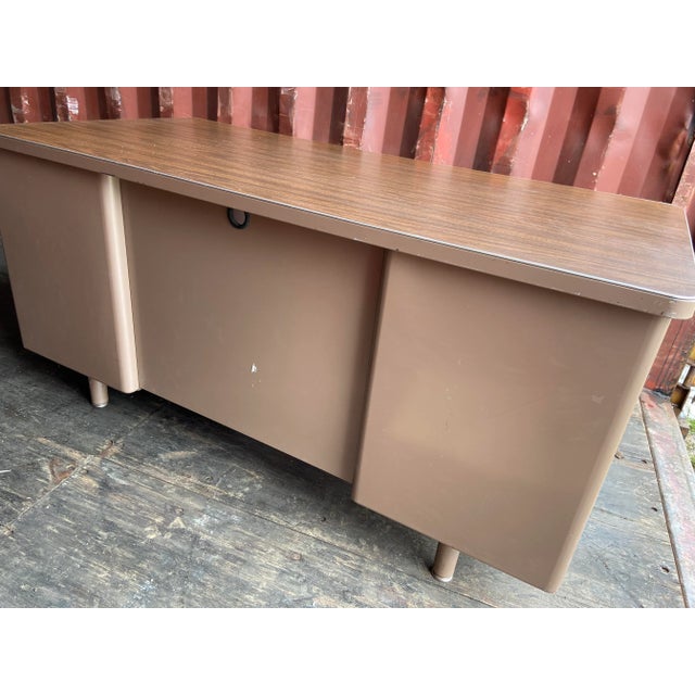 1970s Vintage Mid Century Modern Metal Tanker Desk For Sale - Image 10 of 11