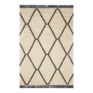 Chris Loves Julia x Loloi Alice Rug Cream / Charcoal Diamond 18" x 18" Sample Rug For Sale