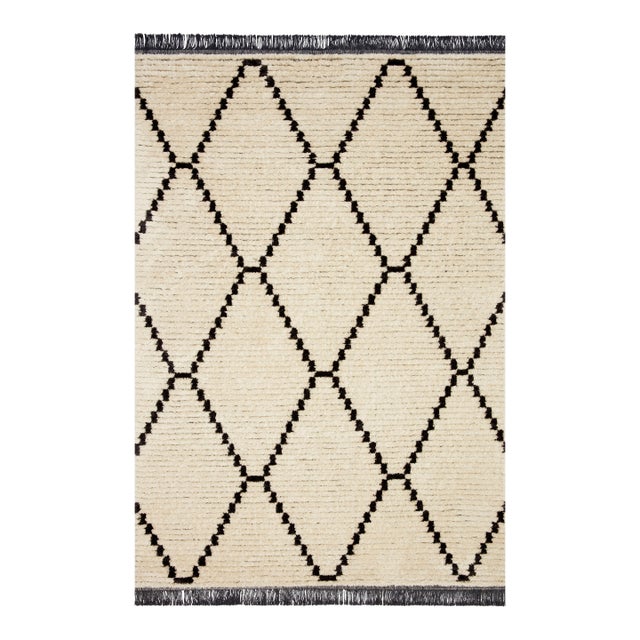 Chris Loves Julia x Loloi Alice Rug Cream / Charcoal Diamond 18" x 18" Sample Rug For Sale