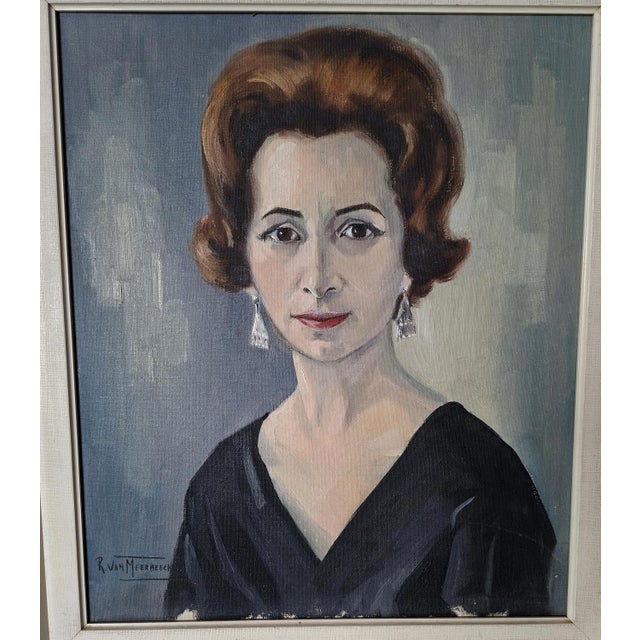 R. Van MeerbeeckPortrait of a Woman, 1961Oil on canvasoriginal cerused wood frame in the Montparnasse styleartist of the...