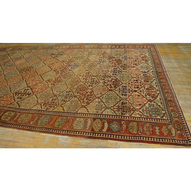 1870s Ivory Tribal Shrub Antique Nw Persian Bakshaiesh Rug 9' X 13'2" Hand Knotted Wool Carpet For Sale - Image 4 of 17