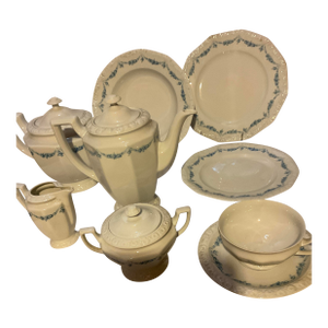 New 1970s Dinner & Tea Set With Blue Garland by Rosenthal - 100 Piece Set