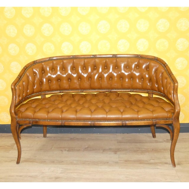 Vintage Chesterfield Style Leather Caramel Two-Seater Sofa, 1960s For Sale - Image 3 of 13