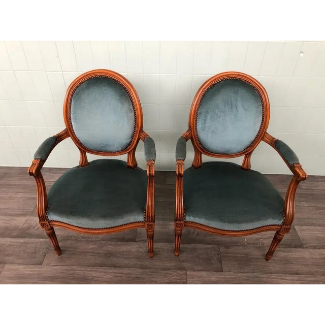 Wood Set of Louis XVI Style Armchairs, 1920s For Sale - Image 7 of 13