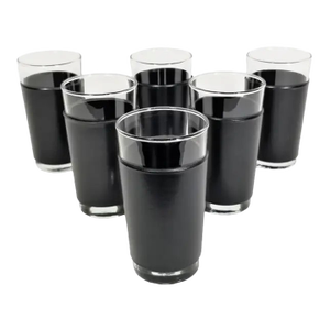 Libbey Black Leather Glassware Barware Mid Century, 1960s - Set of 6