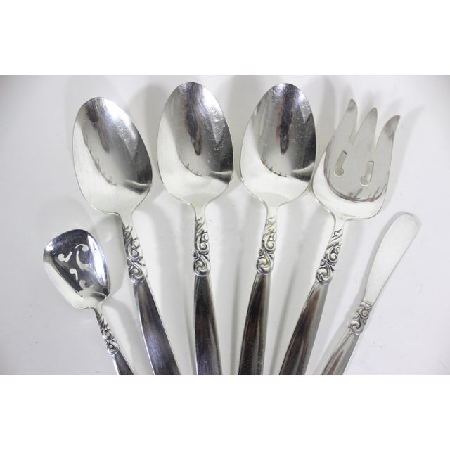 1955 Hostess Set South Seas Community Silverplate Serving Spoons Pieces, Hosting Utensils, Large Spoon Fork - 6 Piece For Sale - Image 6 of 9