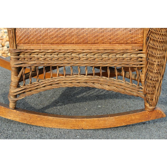 Antique Heywood Brothers & Company Wicker Rocking Chair For Sale - Image 14 of 18