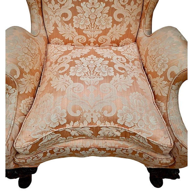 Antique Queen Anne-Style Wingback Armchair For Sale In San Francisco - Image 6 of 11