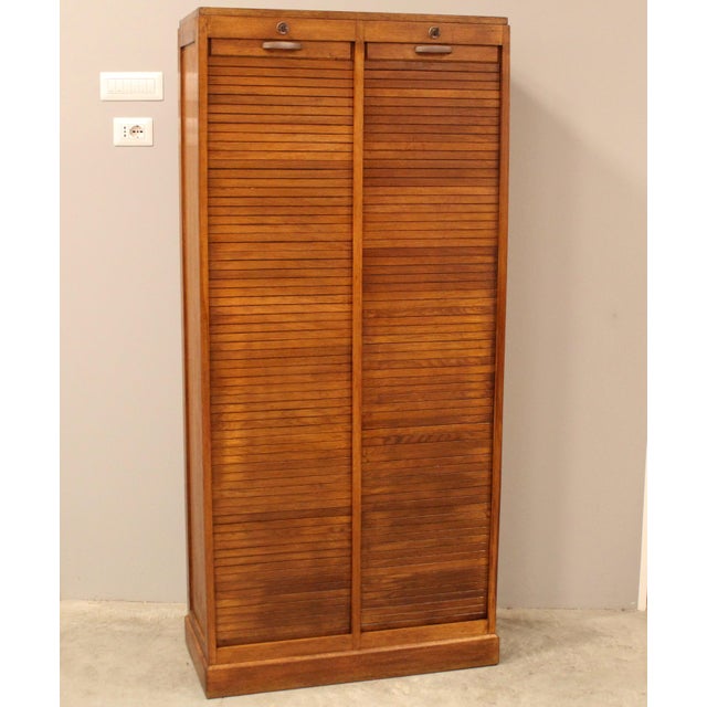 Brown Vintage Filing Cabinet in Oak, 1930s For Sale - Image 8 of 8