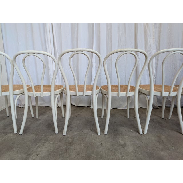Vintage Dining Chairs in White Wood with Cane Seats, 1970s, Set of 6 For Sale - Image 18 of 18