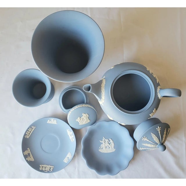 Vintage Wedgwood Lavendar Jasperware Vase Tea & Decor Set - 6 Pieces For Sale - Image 9 of 15