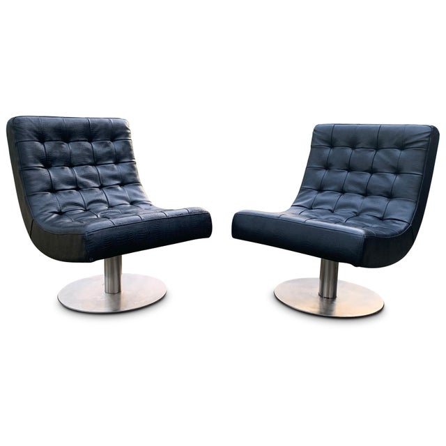 Mid-Century Modern Lounge Chairs in Faux Black Crocodile from Arne Norell, Set of 2 For Sale - Image 10 of 10