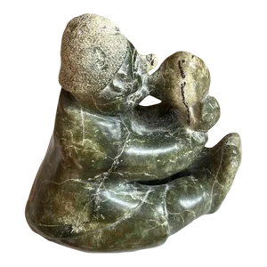 1981 Inuit Style Soapstone Sculpture Carving Fisherman From Enook Gallery Ontario