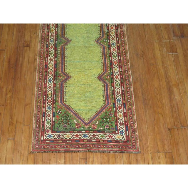 Lime Green Antique Persian Runner For Sale In New York - Image 6 of 6