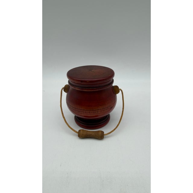 A Fine Antique Pennsylvania Red Painted Turned Folk Art Treenware Container, Circa 1910's For Sale - Image 4 of 12