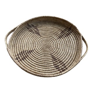 Large Vintage Native American Woven Basket Tray For Sale