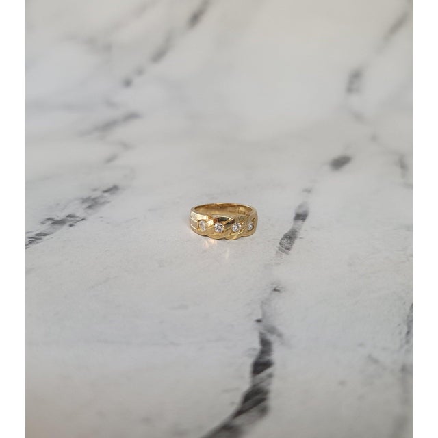 Link Style Diamond Wedding Band .30cttw 14k Yellow Gold, Size 7.5 For Sale - Image 4 of 5