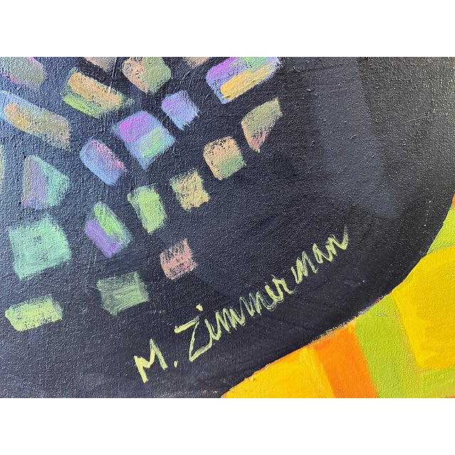 2020s Marc Zimmerman "Jungle Bouquet" Oil Painting, Tropical Interior Still Life, Dense Botanical Arrangement, Green and Orange, Contemporary Art West Coast For Sale - Image 5 of 8