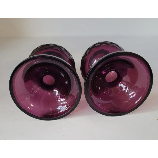 1900 - 1909 Antique Bohemian Amethyst Cut Glass Hatpin Holders — A Pair, c.1900 For Sale - Image 5 of 7