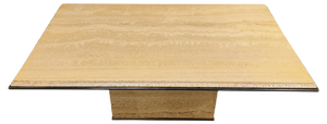 Vintage Travertine and Brass Coffee Table from Fedam, 1970s