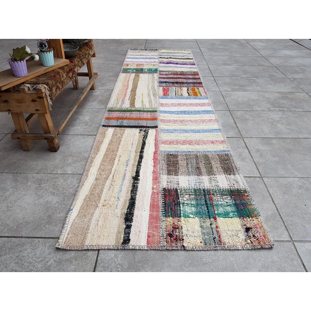 Tribal Oushak Vintage Kilim Runnner For Sale - Image 9 of 10