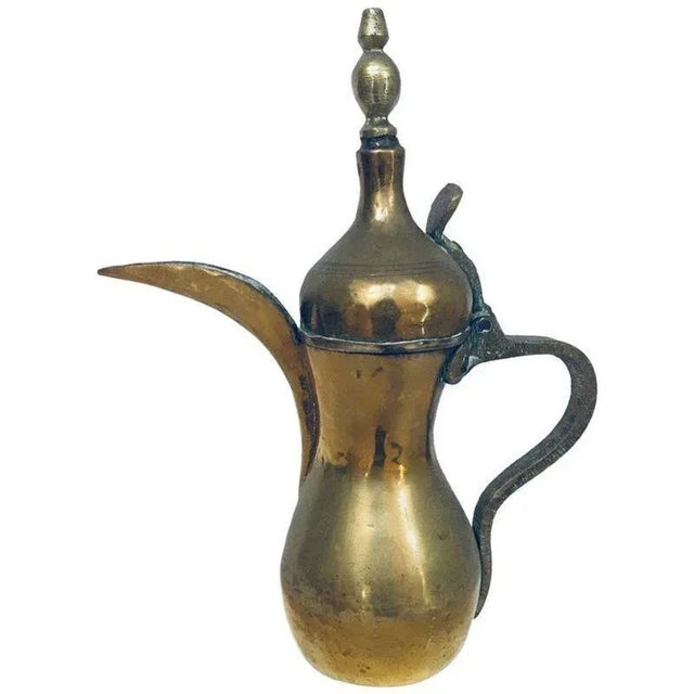 Metal Circa 1950 Vintage Middle Eastern Dallah Arabic Brass Coffee Pot For Sale - Image 7 of 7