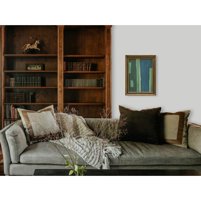 Abstract “River Moss" Abstract Art in Vintage Frame, Transitional Living Room Art by JTS For Sale - Image 3 of 9