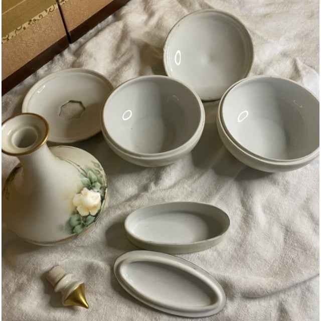 Ceramic 5 Pc Antique Leona Griffith by Vignaud Limoges Toilette Dresser Set For Sale - Image 7 of 10
