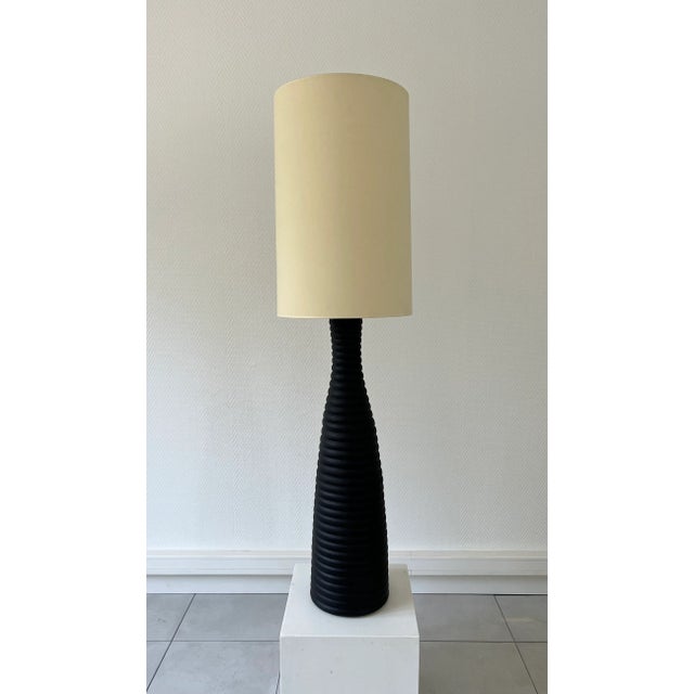 Ceramic Large Black Ceramic Table Lamp, 1990 For Sale - Image 7 of 7