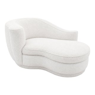 Vladimir Kagan Style Chaise Lounge Post Modern White Boucle For Sale