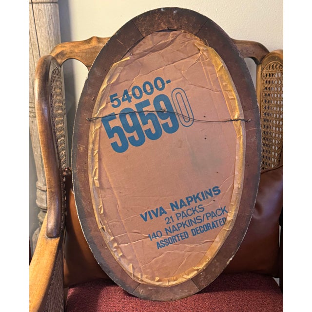 Late 19th Century Antique Oval Gesso Frame With Floral Print (C. 1890-1915) For Sale - Image 5 of 12