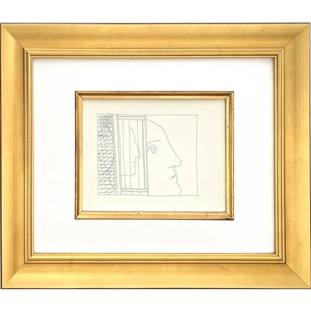 Title: Three fragments of heads framed Artist: Pablo Picasso (after) Country: Spain Medium: Facsimile ? 18 Marks: Not...