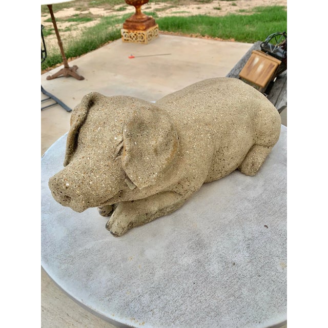 20th Century Vintage Concrete Garden Pig Statue For Sale - Image 10 of 12