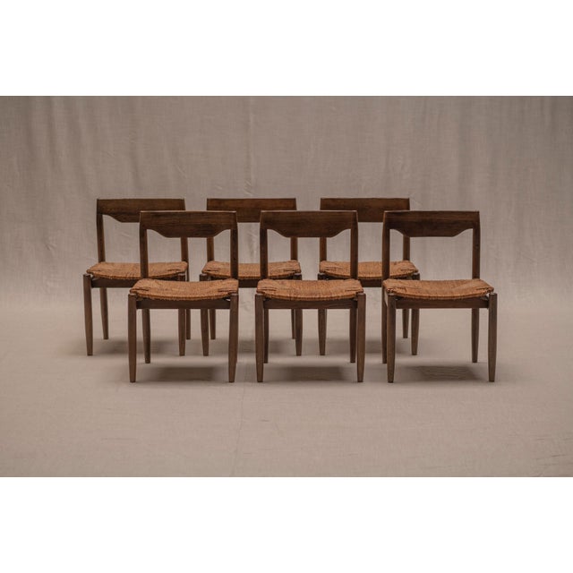 Mid-Century Wengé and Rattan Dining Chairs, 1970s, Set of 6 For Sale - Image 14 of 18