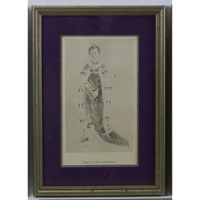 Set X 6 Romeo & Juliet Lady Capulet C1936 Theatrical Costume Plates by Oliver Messel Provenance: The Susie Hilfiger Collection For Sale - Image 13 of 16