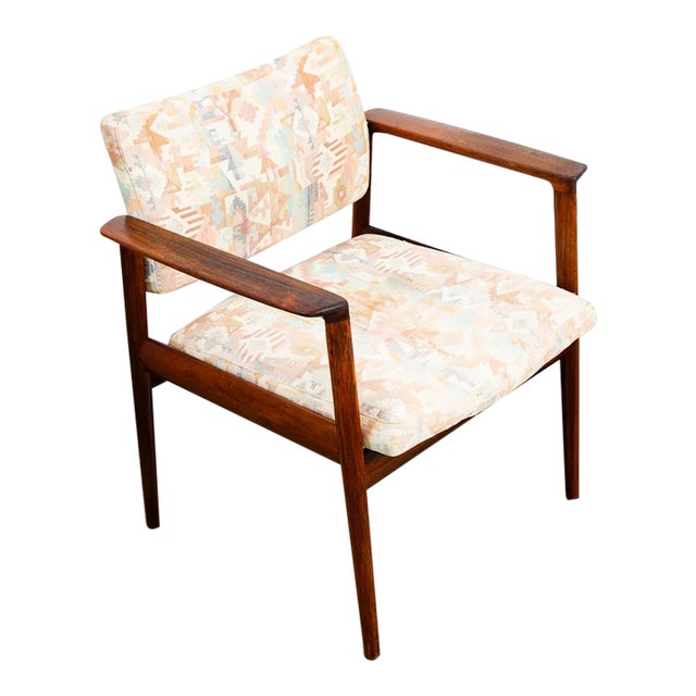 1960s Mid Century Danish Modern Lounge Chair Armchair Rosewood Finn Juhl Style Denmark For Sale