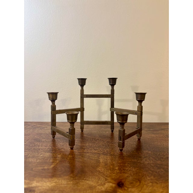 A sculptural Danish modern candelabra featuring six modular segments that can be arranged into a variety of forms. Crafted...