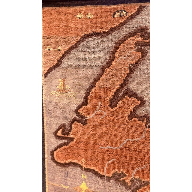 1930's Grenfell Mat – Map of Newfoundland With Whale, Sailing Ship & Coastal Settlements – Framed Textile Art For Sale - Image 10 of 15