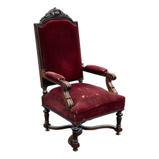 Victorian Walnut Country House Armchair For Sale