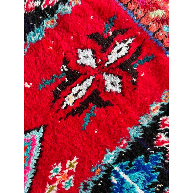 Moroccan Artist Mid-Century Red Berber Moroccan Cotton Rug For Sale - Image 4 of 9