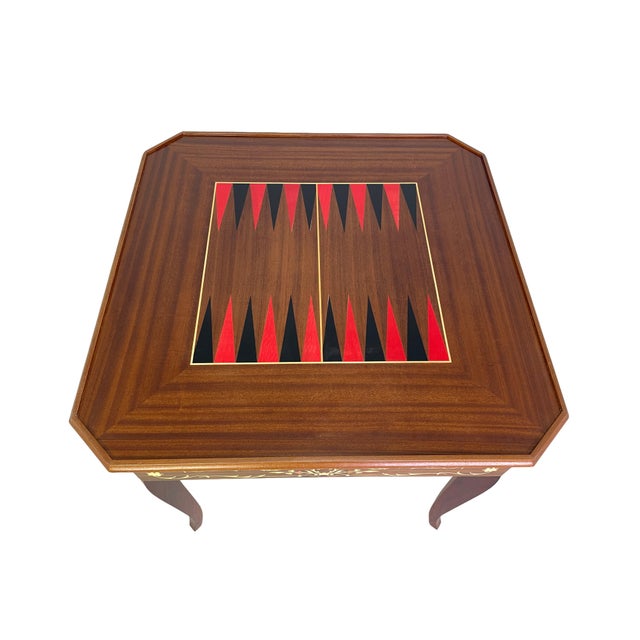 Italian Octagonal Multi-Game Table With 4 Chairs, Inlaid Wood, Chess, Backgammon & Roulette, 1980s For Sale - Image 10 of 18