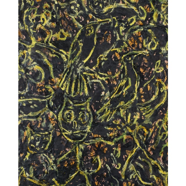 Abstract Expressionism Mid Century Bay Area Abstract Expressionist - Cats & Birds by Honora Berg For Sale - Image 3 of 7