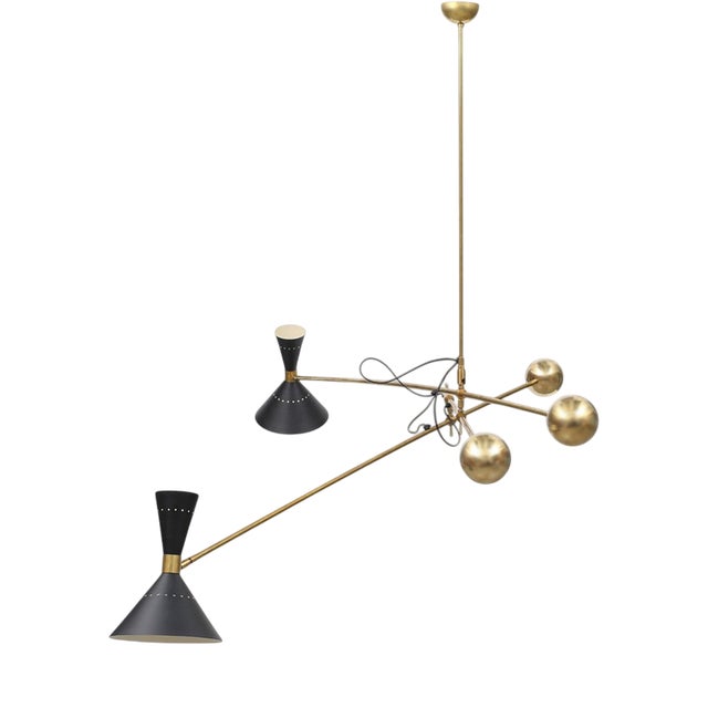 Italian Brass Counterweight Lamp For Sale